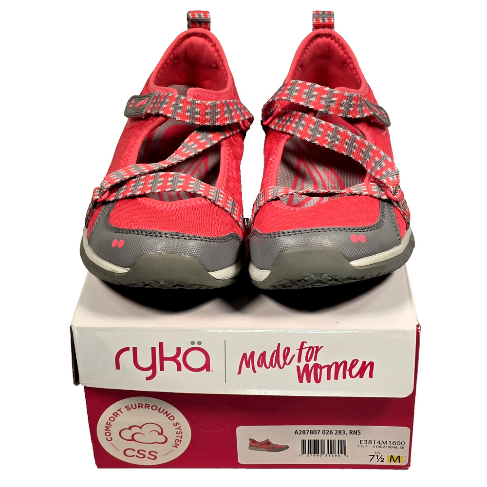 Ryka Kailee Adjustable Strap Mary Jane Hot Pink & Gray Women’s Shoes Size 7.5 M